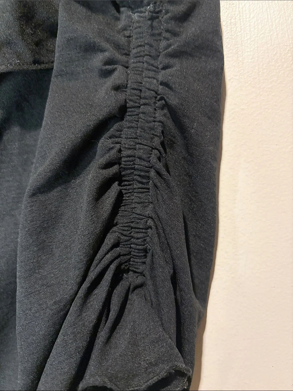 Free People Black Ruffled Side Ruched Right Shoulder Tie Sleeveless Top SZ L